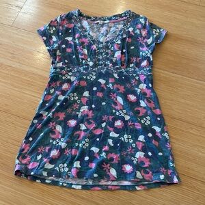 Boden Tunic Tee Pink Green Floral 10